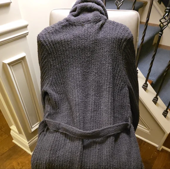 Barefoot Dreams Eco CozyChic Ribbed Robe Sz 2 Christmas Gift Carbon Charcoal - Picture 11 of 16